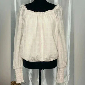 Penelope Rose Women’s Large Pale Pink Crinkle Ruffled Square Neck Blouse